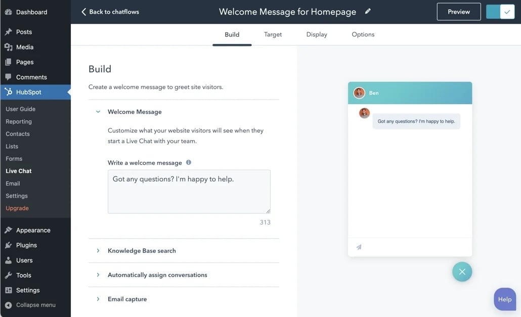 1-3 Hubspot Service Hub_Features_Free Live Chat
